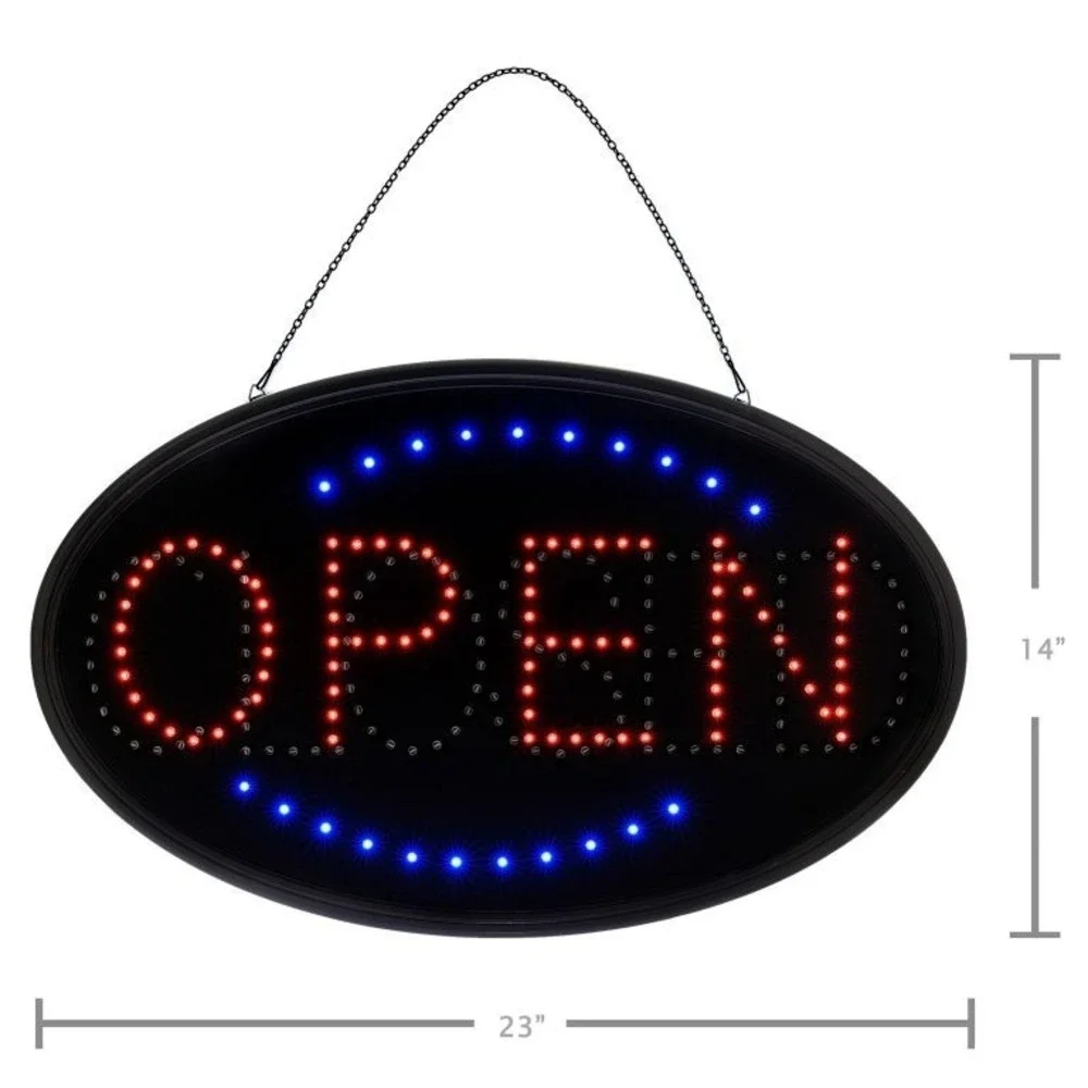 Alpine LED Open Closed Sign 23" x 14" Oval Lighted Store Display Plug-In - Picture 7 of 9
